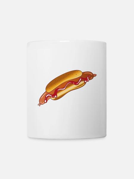 Hot Dog Sausage Bun Ketchup Fast Food Junk BBQ - Mug - white