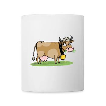 Kuh mit Glocke auf der Wiese - Tasse - Weiß - Vorne