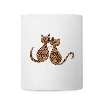 Leopard Leo Kätzchen Katzen Verliebt In Love - Tasse - Weiß - Vorne