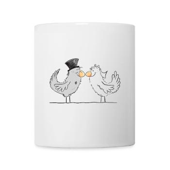 Happy bride and groom wedding doves - Mug - white - Front