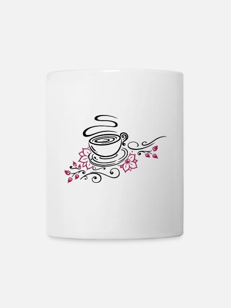 Tea, tea cup, tea time, cherry blossoms - Mug - white