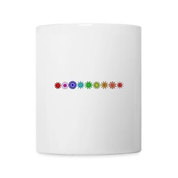 Regenbogenfarbene Mandalas in einer Reihe - Tasse - Weiß - Vorne
