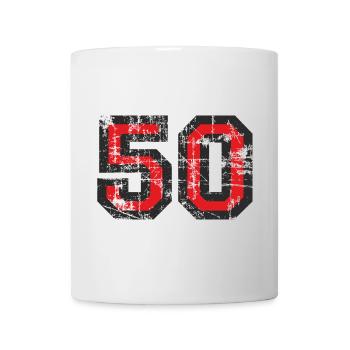 Zahl 50 (Vintage Rot) 50. Geburtstag Nr. 50 - Tasse - Weiß - Vorne