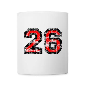 Zahl 26 (Vintage Rot) 26. Geburtstag Nr. 26 - Tasse - Weiß - Vorne