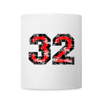 Zahl 32 (Vintage Rot 32. Geburtstag Nr. 32 - Tasse - Weiß - Vorne