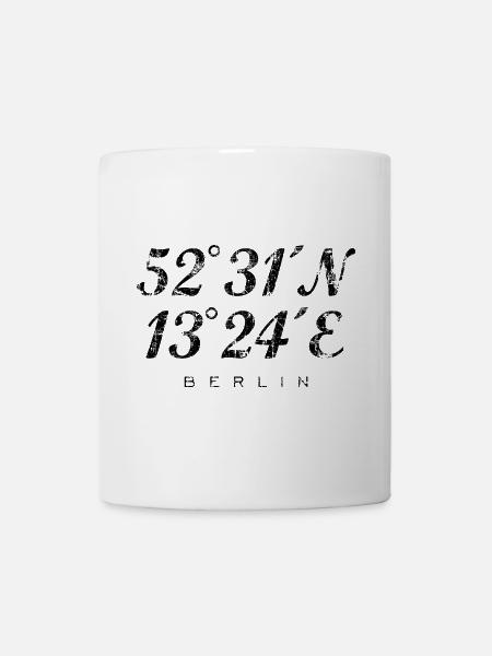Berliner Koordinaten Berlin (Vintage/Schwarz) - Tasse - Weiß
