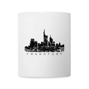 Frankfurter Skyline (Vintage/Schwarz) Frankfurt - Tasse - Weiß - Vorne