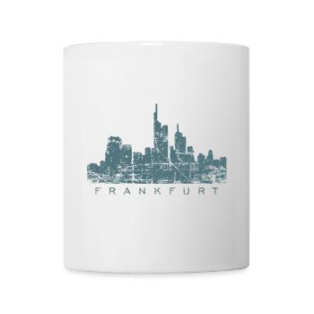 Frankfurter Skyline (Vintage/Blau) Frankfurt - Tasse - Weiß - Vorne