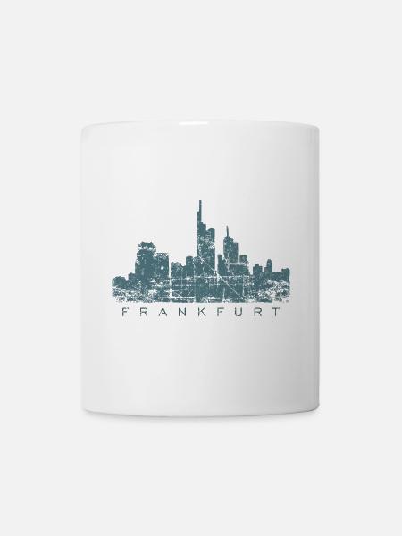 Frankfurter Skyline (Vintage/Blau) Frankfurt - Tasse - Weiß