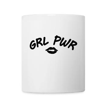 GRL Power mit Kussmund als T-Shirt - Tasse - Weiß - Vorne