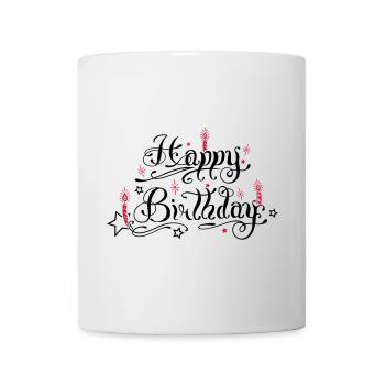Joyeux anniversaire avec des bougies - Mug blanc - blanc - Devant