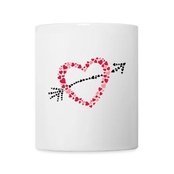 Grand coeur avec une flèche de nombreux cœurs. - Mug blanc - blanc - Devant
