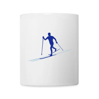 Skilangläufer mit Skispur - zweifarbig - Tasse - Weiß - Vorne