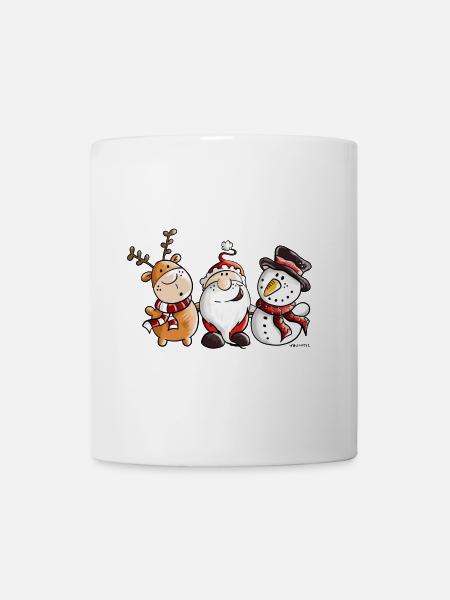 Père Noël, renne et bonhomme de neige - Mug blanc - blanc