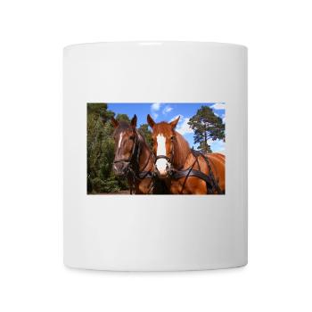 Pferde Gespann - Tasse - Weiß - Vorne