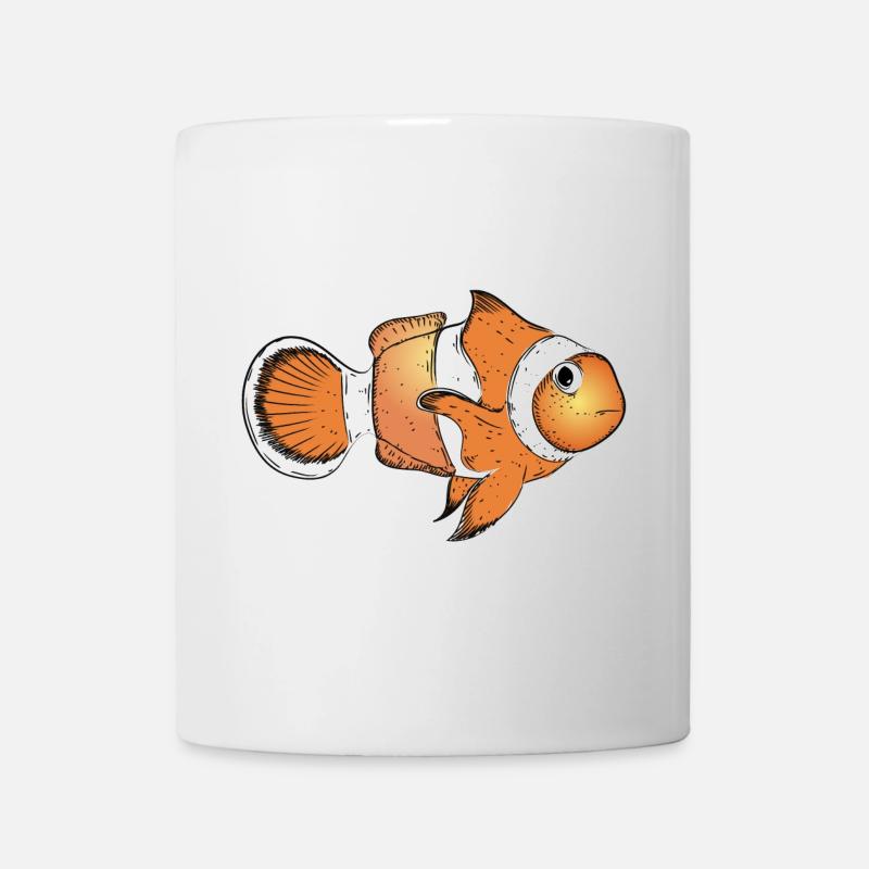 poisson clown dessiné en orange vif - Mug blanc - blanc