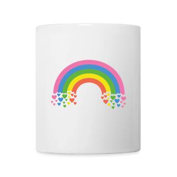 Regenbogen mit Herzen - Tasse - Weiß - Vorne