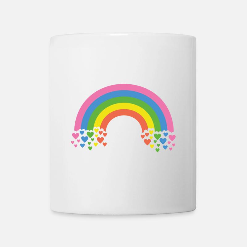 Regenbogen mit Herzen - Tasse - Weiß