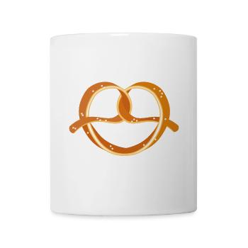 schwungvoll geformter Brezel mit grobem Salz - Tasse - Weiß - Vorne