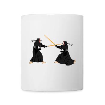 Zwei Kendoka im Kendo-Kampf - Tasse - Weiß - Vorne