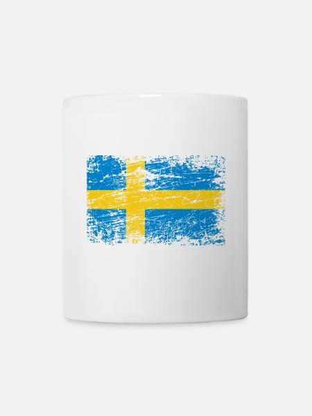 Zweedse vlag in vintage stijl - Mugg - vit