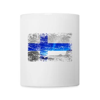 Finland with northern lights in vintage style - Mug - white - Front