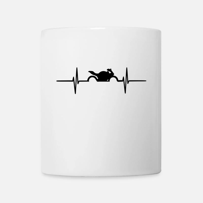 Motorradschlag, EKG, Herz, Herz - Tasse - Weiß
