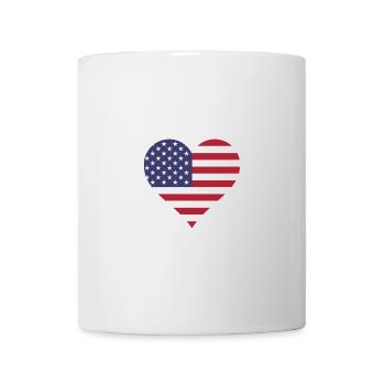 USA Amerika Flagge Fahne Herz - Tasse - Weiß - Vorne