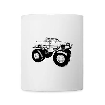 Monstertruck, Geländewagen, Pickup, Van - Tasse - Weiß - Vorne