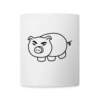 Schweinchen – Lustiges Bauernhof Cartoon - Tasse - Weiß - Vorne