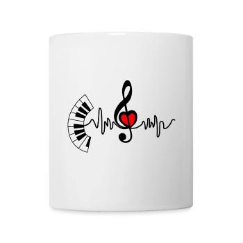 Piano cardio heart rate and heart in the middle - Mug - white - Front