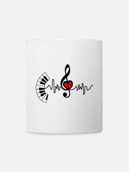 Piano Cardio Herzfrequenz und Herz in der Mitte - Tasse - Weiß