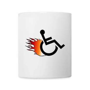 Fauteuil roulant enflammé. Fauteuil roulant avec flammes # - Mug blanc - blanc - Devant