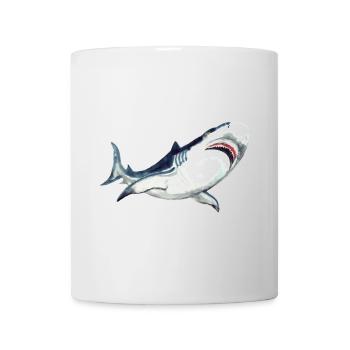 Great White Shark Watercolor Shark Art Shirt - Mug - white - Front