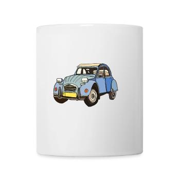 Blaues Vintage Auto Cartoon - Tasse - Weiß - Vorne