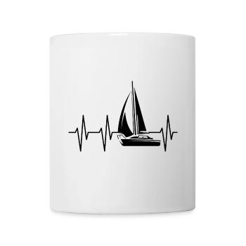 Pulse ECG Heartbeat Sailor Sailing Sailing Symbol - Mug - white - Front