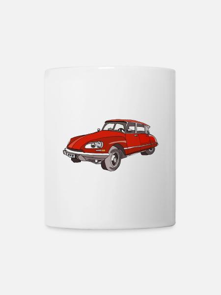 Roter Oldtimer Coupé Illustration - Tasse - Weiß