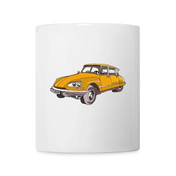 Gelber Vintage Wagen Illustration - Tasse - Weiß - Vorne