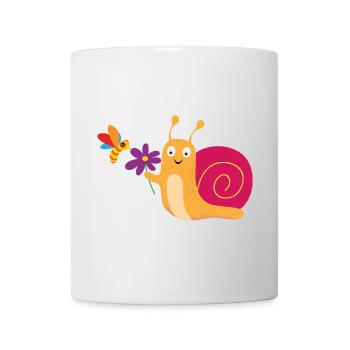 Schnecke mit Blume und Biene - Tasse - Weiß - Vorne