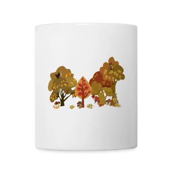 Herbstwald Tierwelt Silhouette - Tasse - Weiß - Vorne