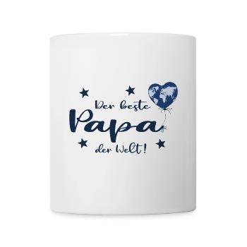 Der beste Papa der Welt mit Herz und Weltkarte - Tasse - Weiß - Vorne