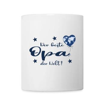 Der beste Opa der Welt mit Herz und Weltkarte - Tasse - Weiß - Vorne