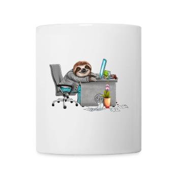 Tired lazy employee sloth in office - Mug - white - Front