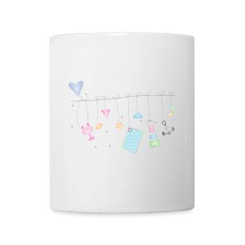 maritime zarte bunte Symbole an der Wäscheleine - Tasse - Weiß - Vorne
