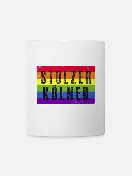Stolzer Kölner - Regenbogenfahne - Tasse - Weiß