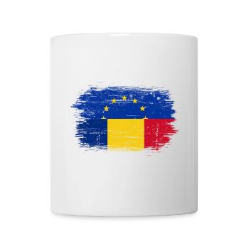 EU Stars Over Romanian Flag Brush - Mug - white - Front