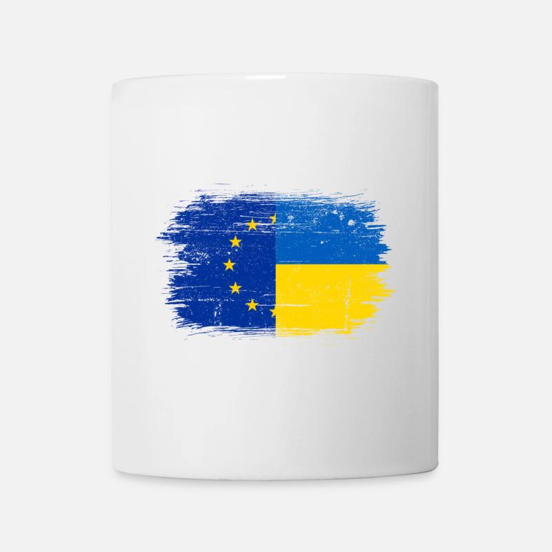 Fusion du drapeau de l’UE et de l’Ukraine - Mug blanc - blanc