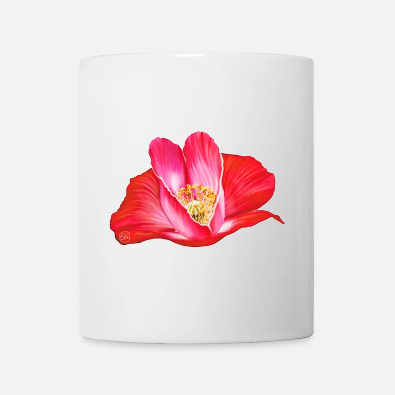 Rote Mohnblume in Herzform - Tasse - Weiß