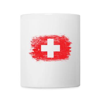 Red Brush Swiss Cross Design - Tasse - Weiß - Vorne