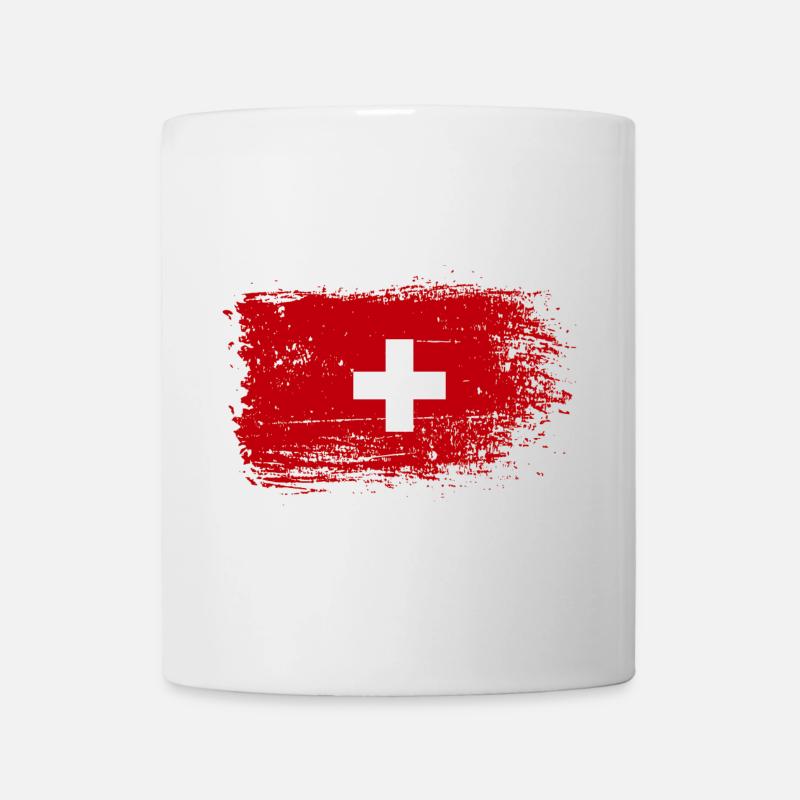 Emblème du drapeau suisse en détresse - Mug blanc - blanc